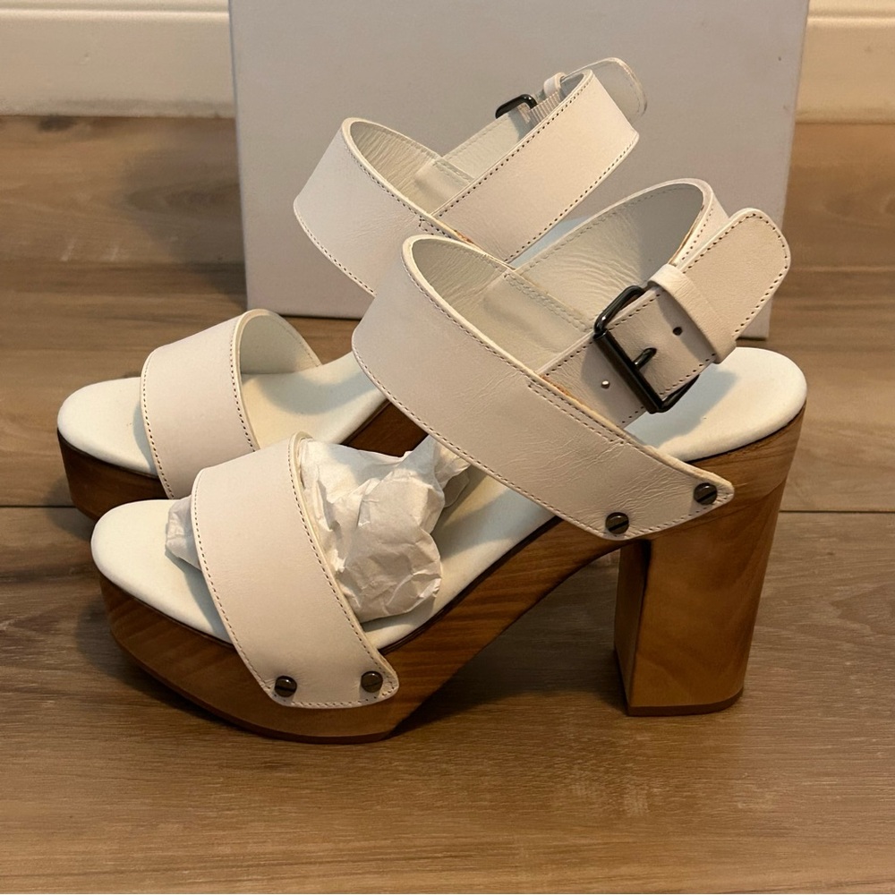 New! Vince Solange High Heel Platform White Sandals